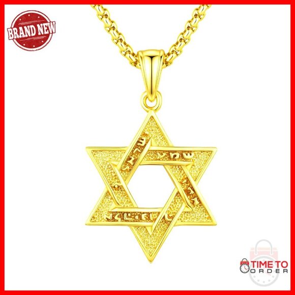 Other - Sterling Silver Star of David Necklace with Stainless Steel Chain 24"